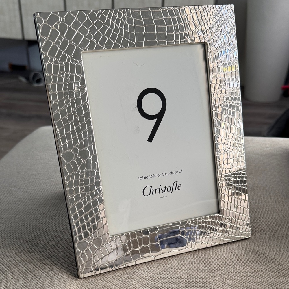 Christofle silver plated metal Croc d’ Argent 8x10 frame  for 5x7 picture